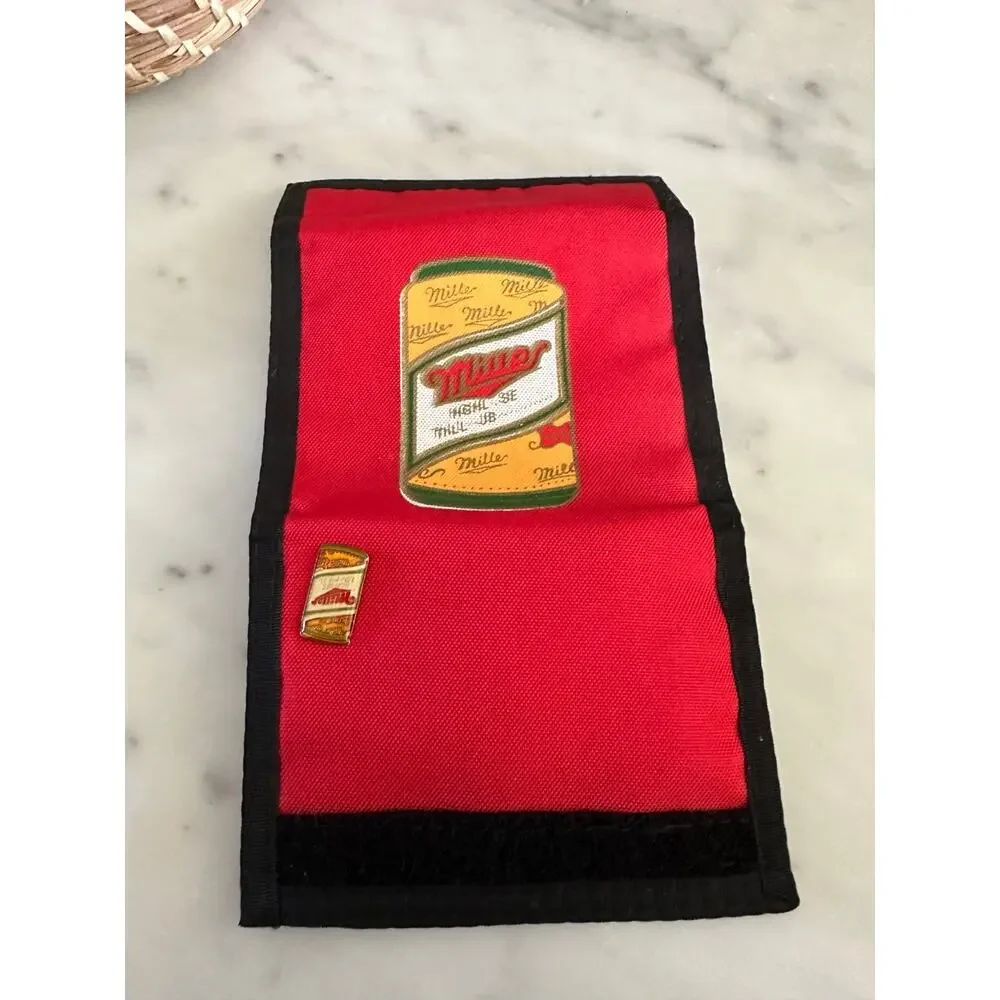 Vintage 1990s Red Miller Beer Velcro Wallet
